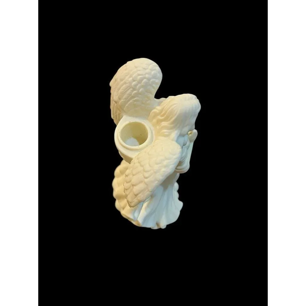 PartyLite White Angel of Hope Cherub With Girl Porcelain Taper Candle Holder